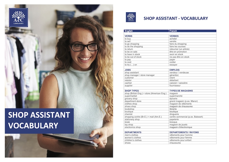 shop assistant vocabulary english school